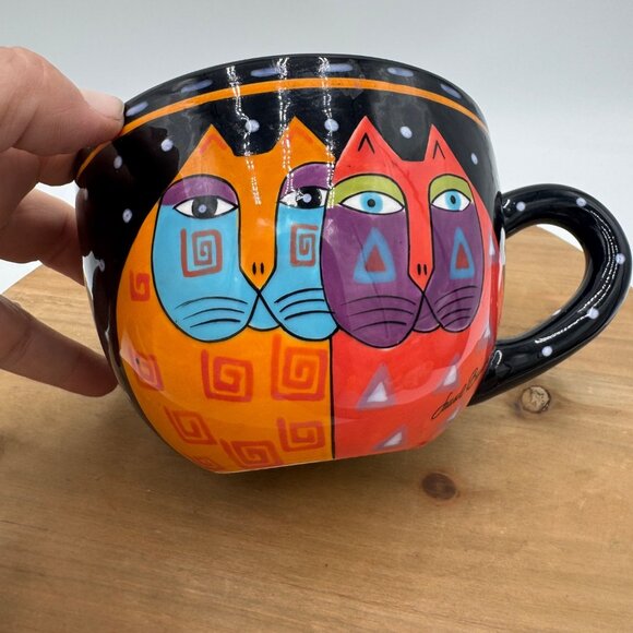 Laurel Burch large Cat Soup coffee Mug Ganz Ceramic,Coffee Soup Cup Mug Oversize - Picture 1 of 7